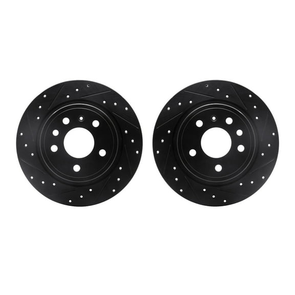 Dynamic Friction Company Rear Brake Rotors-Drilled and Slotted-Black 8002-65020