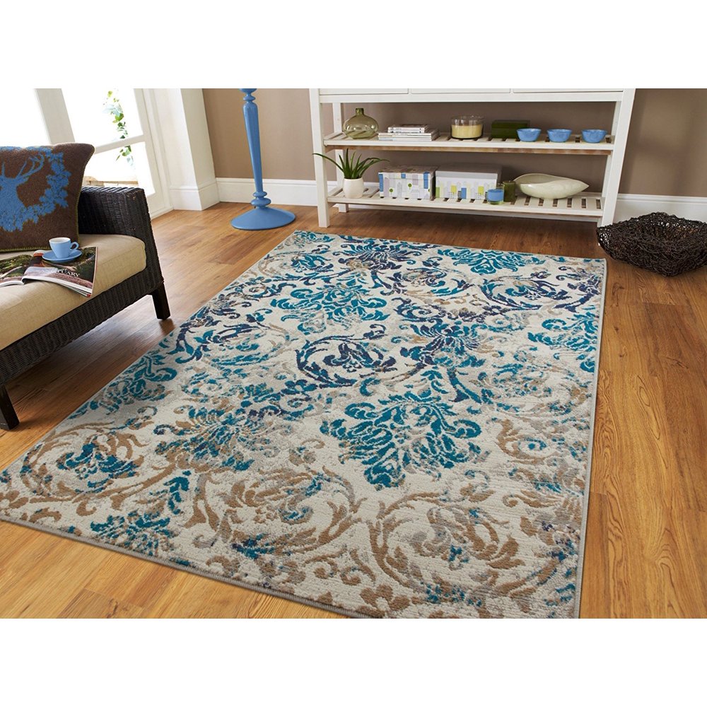 Luxury Ctemporary Rugs 5x8 Distressed Rug 5x7 Rugs For Bedroom Blue