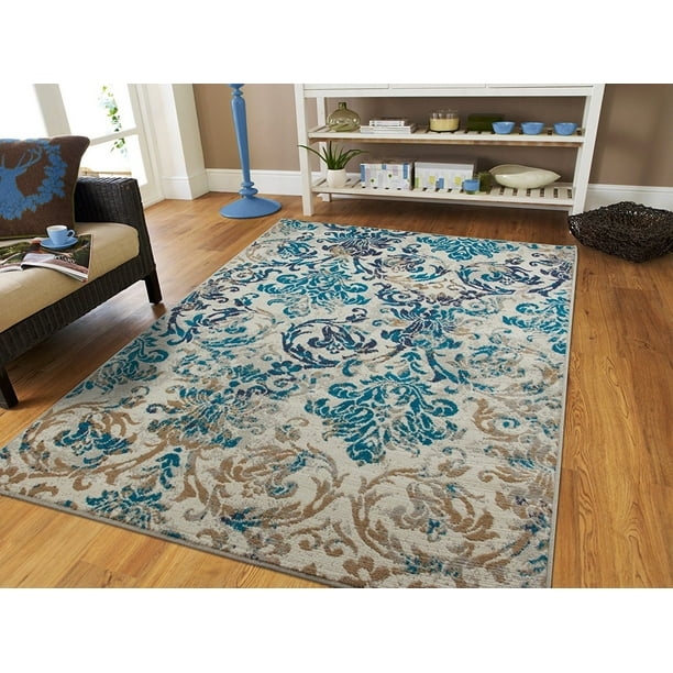 Luxury Ctemporary Rugs 5x8 Distressed Rug 5x7 Rugs For Bedroom Blue