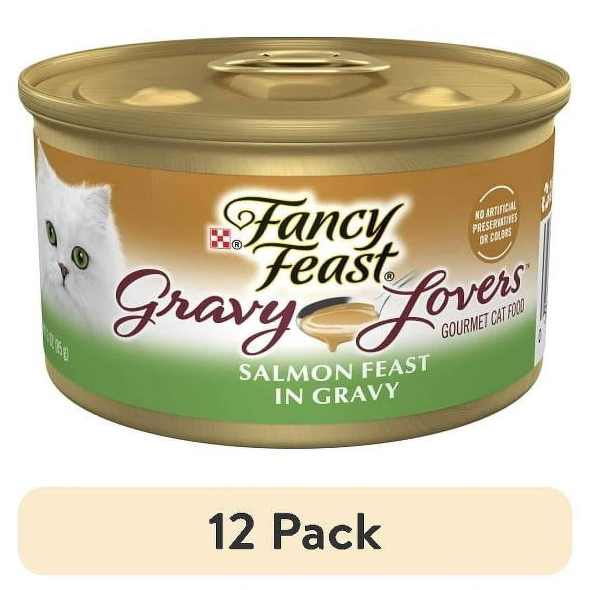 (12 pack) Purina Fancy Feast Gravy Lovers Wet Cat Food, Seared Salmon in Gravy, 3 oz Can