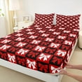 thumbnail image 3 of Feelyou Romantic Bowknot Bow Queen Sheet Sets, Winter Christmas Festival Flat Sheet, Kawaii Cartoon Buffalo Queen Fitted Sheet, Super Cozy Room Decor, 4 Pieces, 3 of 7