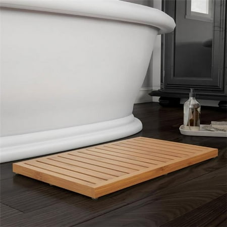 Lavish Home Bamboo Bath Mat-Eco-Friendly Natural Wooden Non-Slip Slatted Design Mat