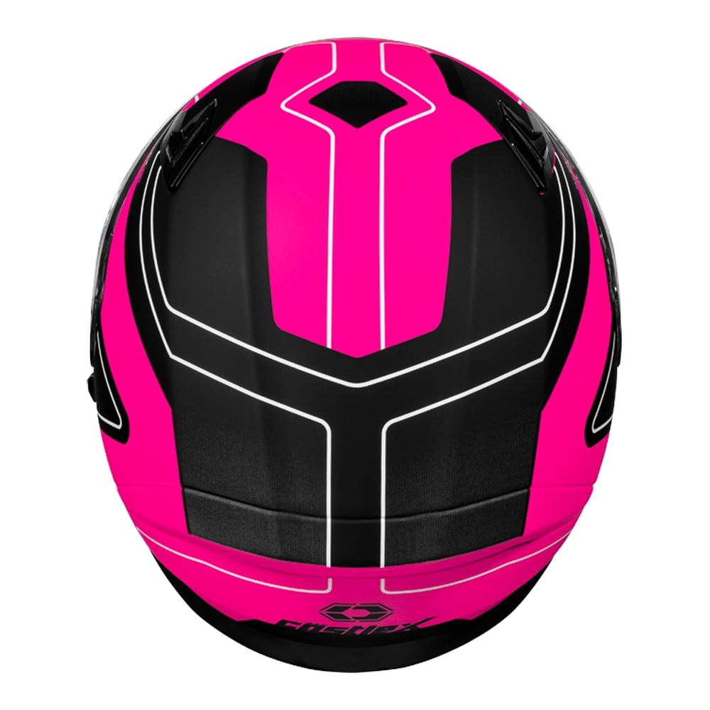 Castle X, 36-4186, Adult Full Face Helmet - Single Lens - DOT Approved - CX390 ATLAS - Matte Pink Glo/Black, Large