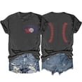 thumbnail image 1 of Camisetas de Manga Corta para las Mujeres Carta Impresa Doble Cara Suelta Tee, Casual Vintage Verano Top Mujeres, 1 of 3