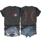 thumbnail image 1 of Camisetas de Manga Corta para las Mujeres Carta Impresa Doble Cara Suelta Tee, Casual Vintage Verano Top Mujeres, 1 of 3