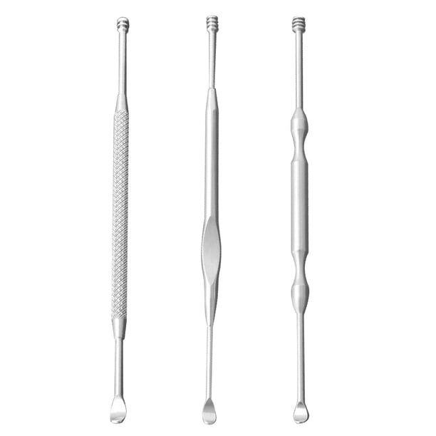 EeaseMX 3 piezas de acero inoxidable resistente para orejas, prácticos palillos de doble punta (plateados)