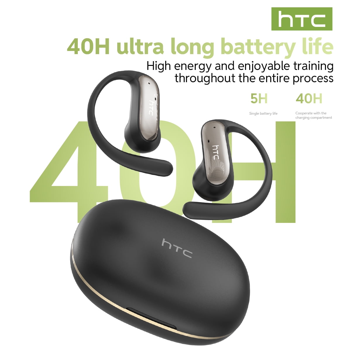 HTC NE52 Wireless Bluetooth 6.0 Open-Ear Earbuds, AI Translator