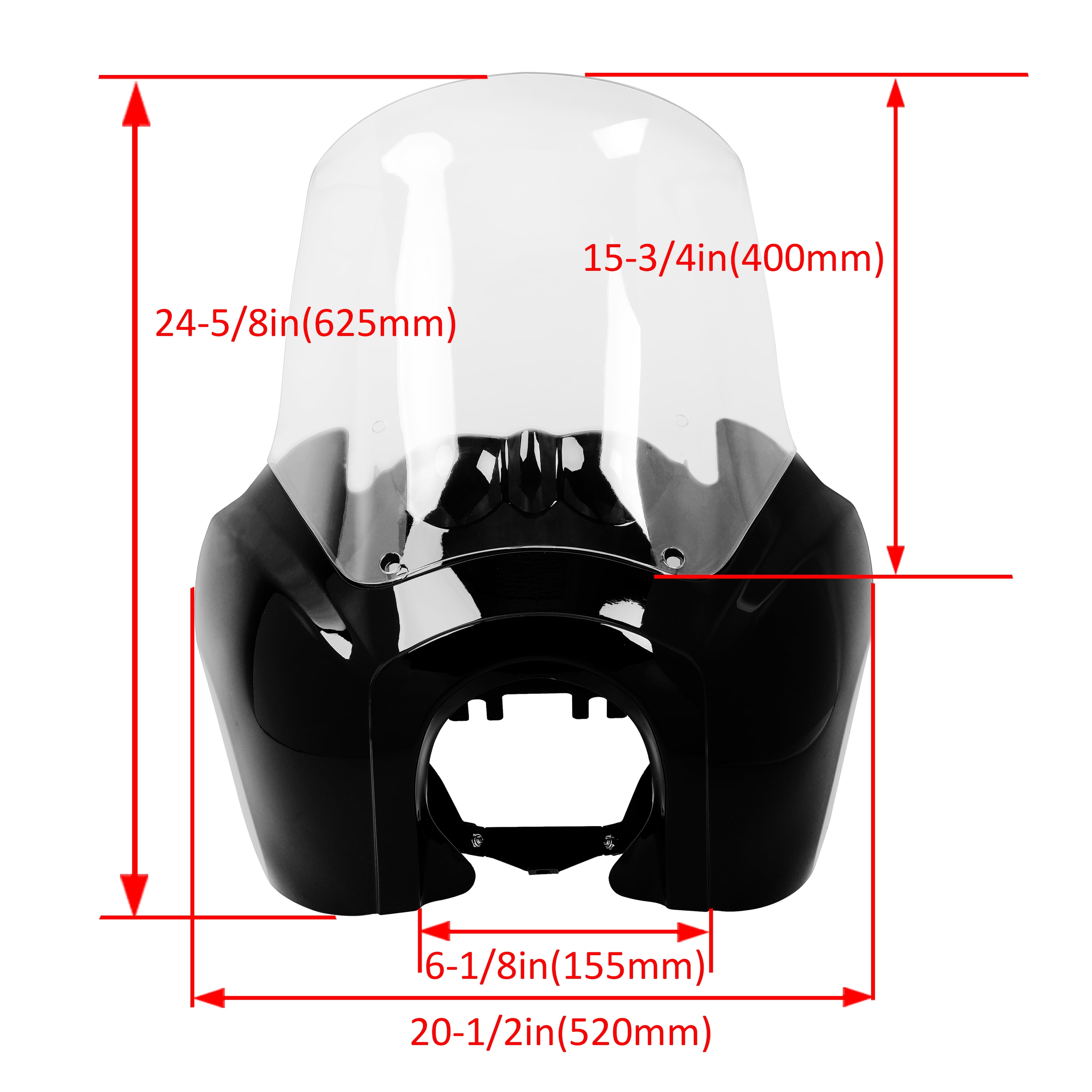 Black & Clear Tall Fairing Windshield Club Style Kit