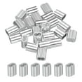 thumbnail image 1 of Unique Bargains 1/8' 3mm Aluminum Crimping Loop Sleeve Double Ferrule for Wire Rope Cable Line End, Silver 25 Pack, 1 of 5