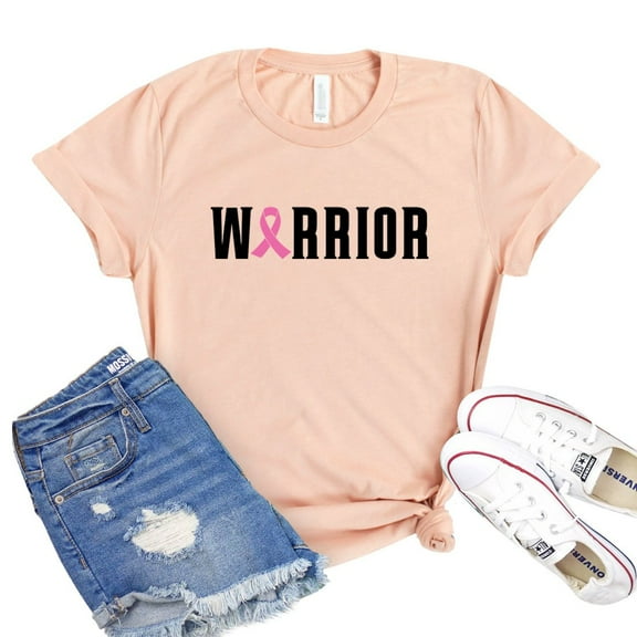 Warrior Shirt Cancer T-shirt Ribbon Shirts Awareness Tee Women's Survivor Gift Breast Cancer Tshirt