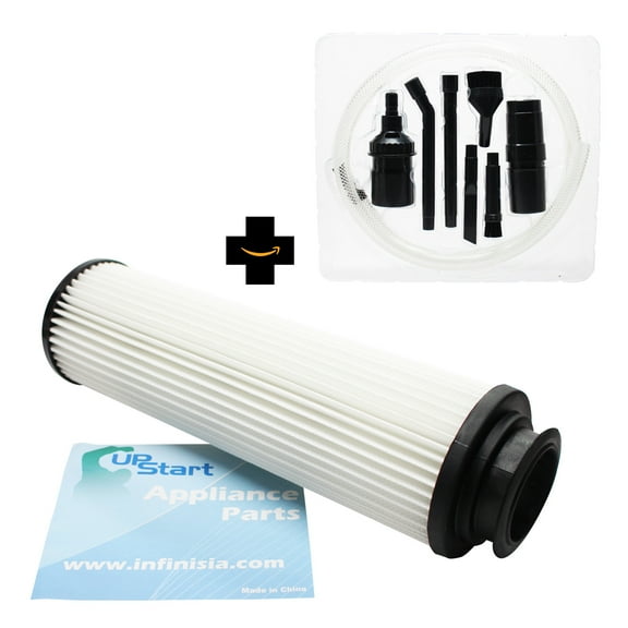 Replacement Hoover Anniversary WindTunnel Bagged & Bagless Upright UH40065 Vacuum HEPA Cartridge Filter with 7-Piece Micro Vacuum Attachment Kit - Compatible Hoover 40140201, Type 201 HEPA Filter