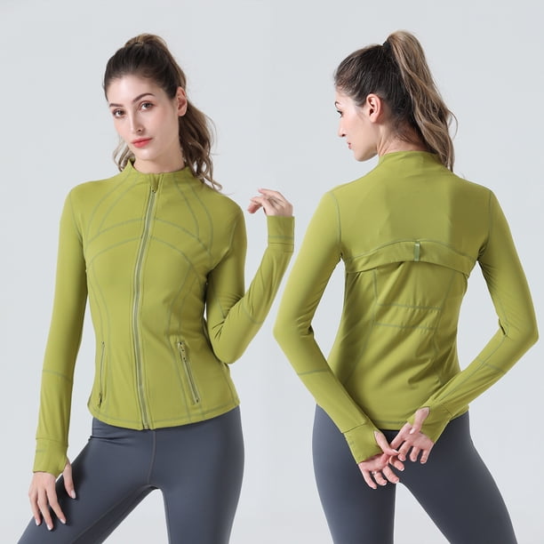 Chaqueta deportiva para mujer, corte ajustado, elástica, para correr, yoga, fitness, manga larga