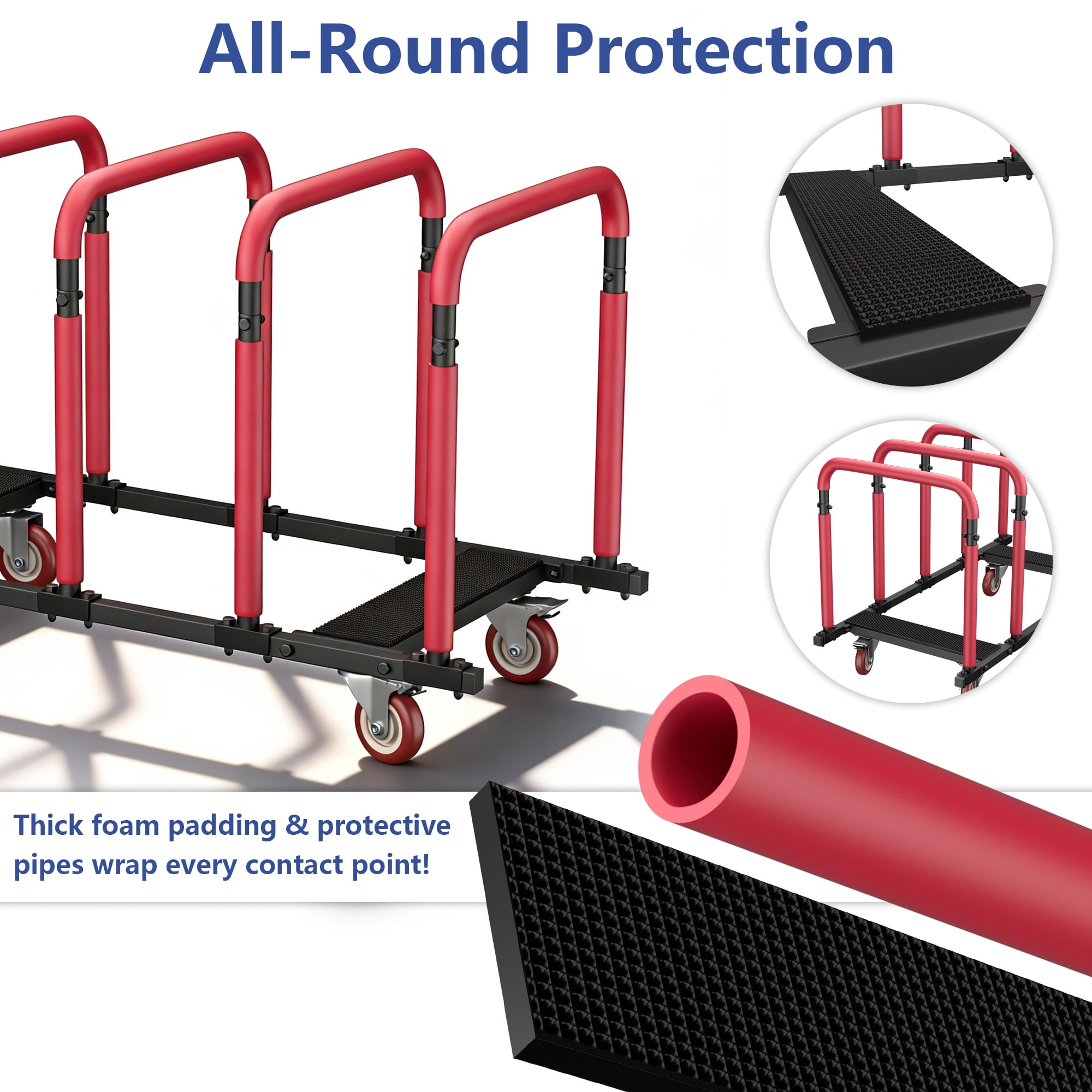 YOHKOH Jeep Door Storage Rack with Lockable 4" Casters – Heavy-Duty Movable Stand for Jeep Wrangler JK JL, Gladiator JT & Ford Bronco 2/4 Door