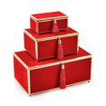 thumbnail image 1 of Benzara BM162569 Magnifiques Boîtes de Rangement en Velours Rouge avec Pompon - Lot de 3, 1 of 1