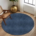 thumbnail image 2 of Round Rugs 7 Ft, Animal Print Non Slip Area Rugs for Kitchen Bedroom Entryway, Retro Minimalist Animal Leather Navy Blue Washable Carpet Runner Rug Floor Mats for Bedroom Home Decor, 2 of 8