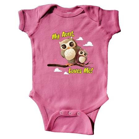 

Inktastic My Aunt Loves Me Owl Gift Baby Boy or Baby Girl Bodysuit