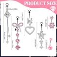 thumbnail image 2 of Bocaoying 6 Pcs Belly Button Ring for Women, Belly Button Piercing Jewelry, Dangle Belly Button Rings, Stainless Steel Navel Rings, Cute Heart-Shaped Bow Flower Pregnancy Belly Rings, 2 of 7