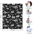 thumbnail image 4 of Black Cartoon Dinosaurs Skulls Skeletons Pattern Blanket,Comfortable Soft Flannel Throw Blanket,All Season,Warm Lightweight Blankets for Sofa Bed Couch Living Room Chair,30"x40", 4 of 4