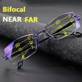 thumbnail image 2 of New Diamond-cut Bifocal Progressive Reading Glasses Men Blue Light Blocking Multifocal Eyewear Ultralight Rimless Eyeglasses 3pcs +250, 2 of 6