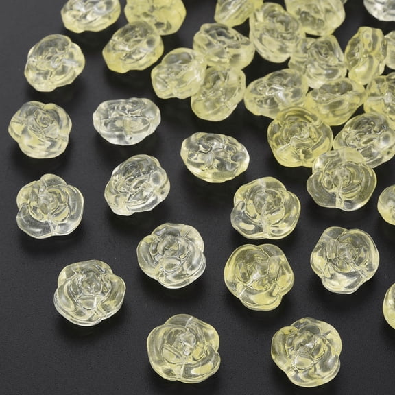 50pc Transparent Baking Painted Glass Beads Rose Champagne Yellow 12.5x14x9mm Hole: 1.2mm