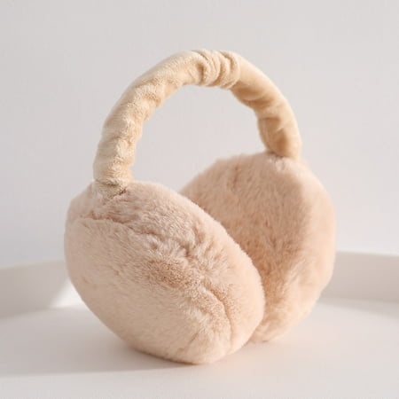 

Ameiqe Casual Adjustable Winter Earmuffs Soft Foldable Ear Cover Unisex Solid Color (Beige)