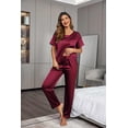 thumbnail image 3 of Ekouaer Womens Silk Satin Pajamas Set Two Piece Pj Sets Sleepwear Loungewear Short Sleeve Pj Sets, 3 of 6