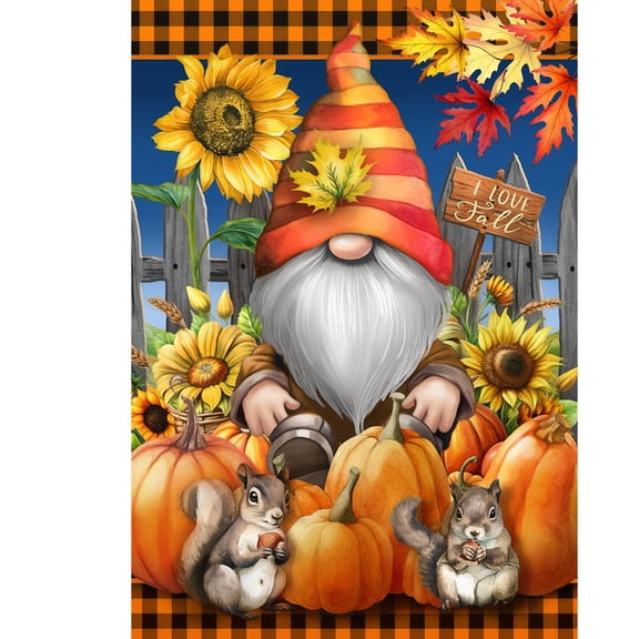 Briarwood Lane Fall House Flag 40x28 For Outdoor Gnome and Pumpkins For Fall House Flag