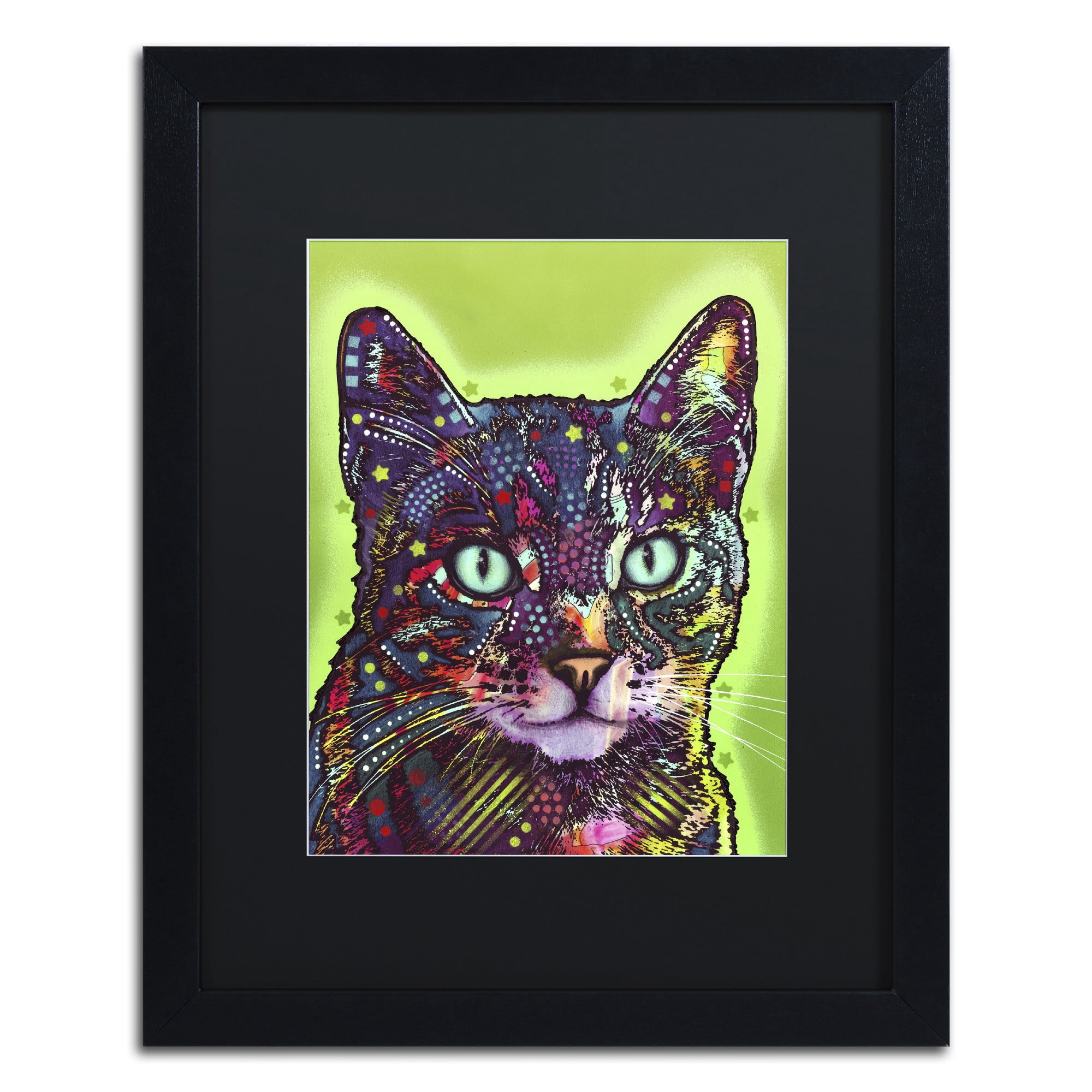 Trademark Fine Art "Watchful Cat" Canvas Art by Dean Russo, Black Matte, Black Frame
