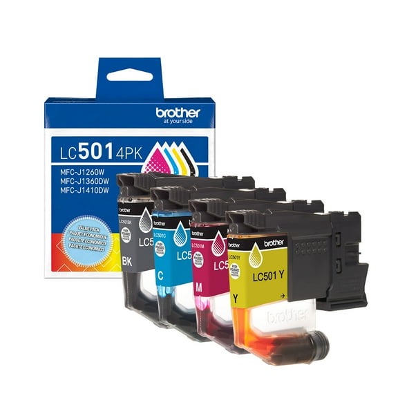Brother Genuine LC5014PK 4-Pack Standard Yield Black, Cyan, Magenta, and Yellow Ink Cartridges