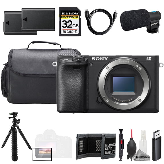 Sony Alpha a6400 (Body)   Mic   32GB   Extra Battery  Tripod- Accessory Kit (International Version)