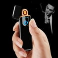 thumbnail image 2 of Harlier Electronic Lighter, Electric Windproof USB Rechargeable Slim Coil Lighter with Smart Fingerprint Sensor Dual Side Ignition, Battery Indicator Lighter for Flameless Boyfriends Gifts, 2 of 7