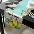 thumbnail image 3 of Summer Lemon Cotton Linen Table Runner 13 x 72 inch Spring Bees Turquoise Plaid Non-slip Rectangular Dining Table Decor for Wedding Party Holiday Dinner, 3 of 8