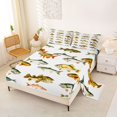 thumbnail image 2 of Castle Fairy Classic Illustrated Trout Bass Bed Sheets 4-Piece,Fishing Wildlife Grid Pattern Full Size Sheets,Khaki Tan,1 Fitted Sheet,1 Flat Sheet and 2 Pillowcases, 2 of 6