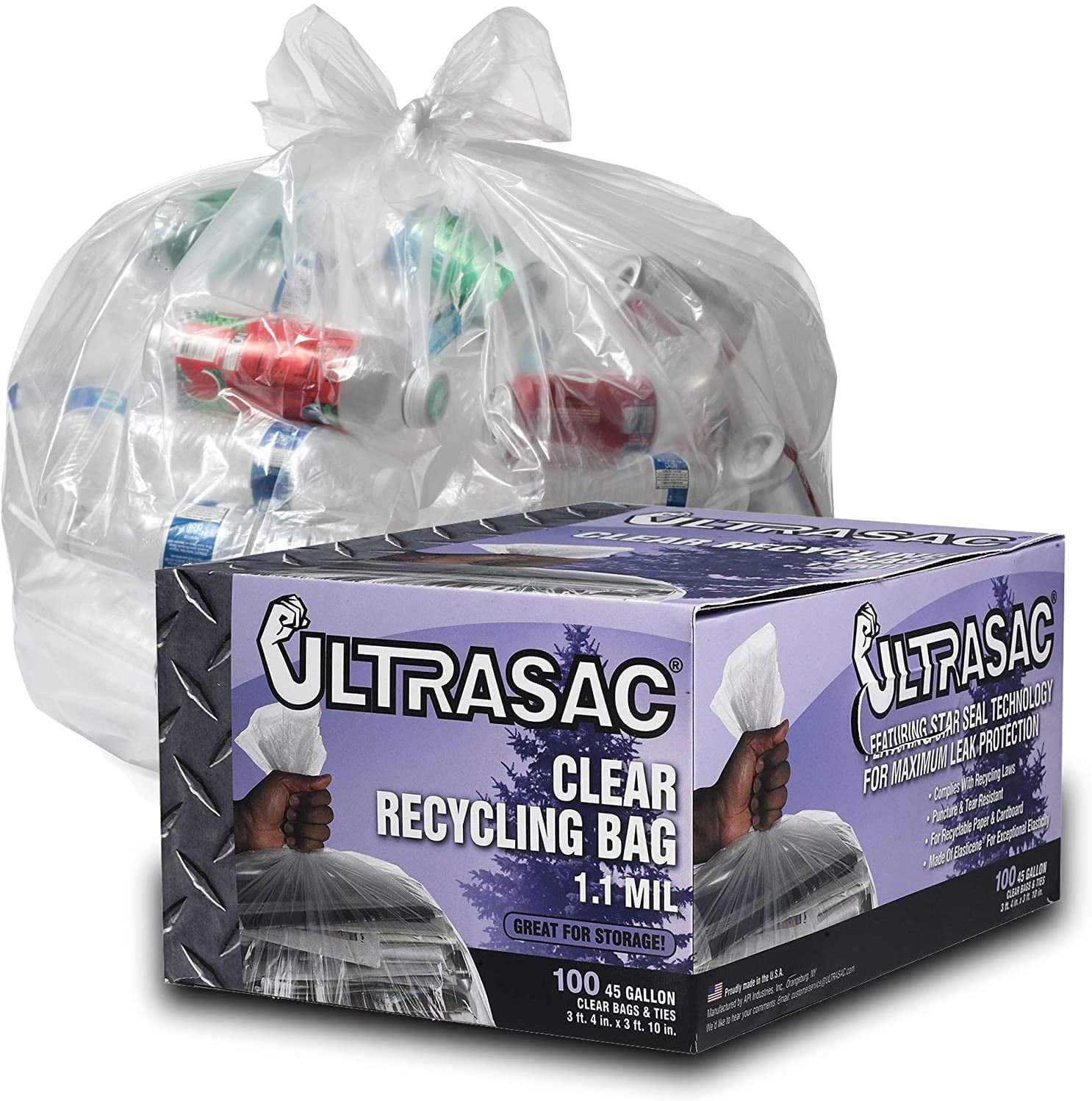 Heavy Duty 45 Gallon Garbage Bags (Huge 100 Pack w/Ties) 40" x 46