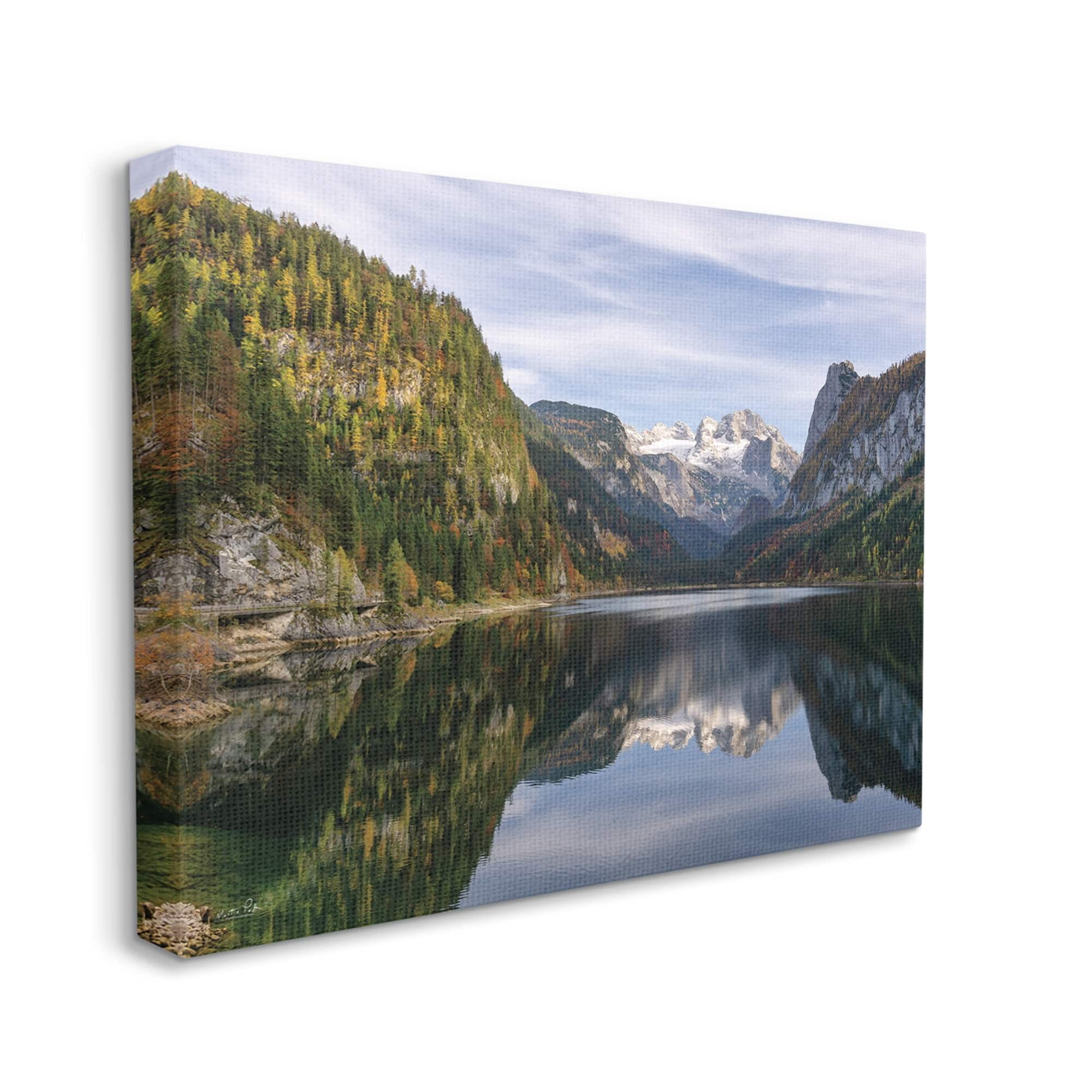 Stupell Peaceful Mountain Lake Reflection Landscape Photography Gallery Wrapped Canvas Print Wall Art