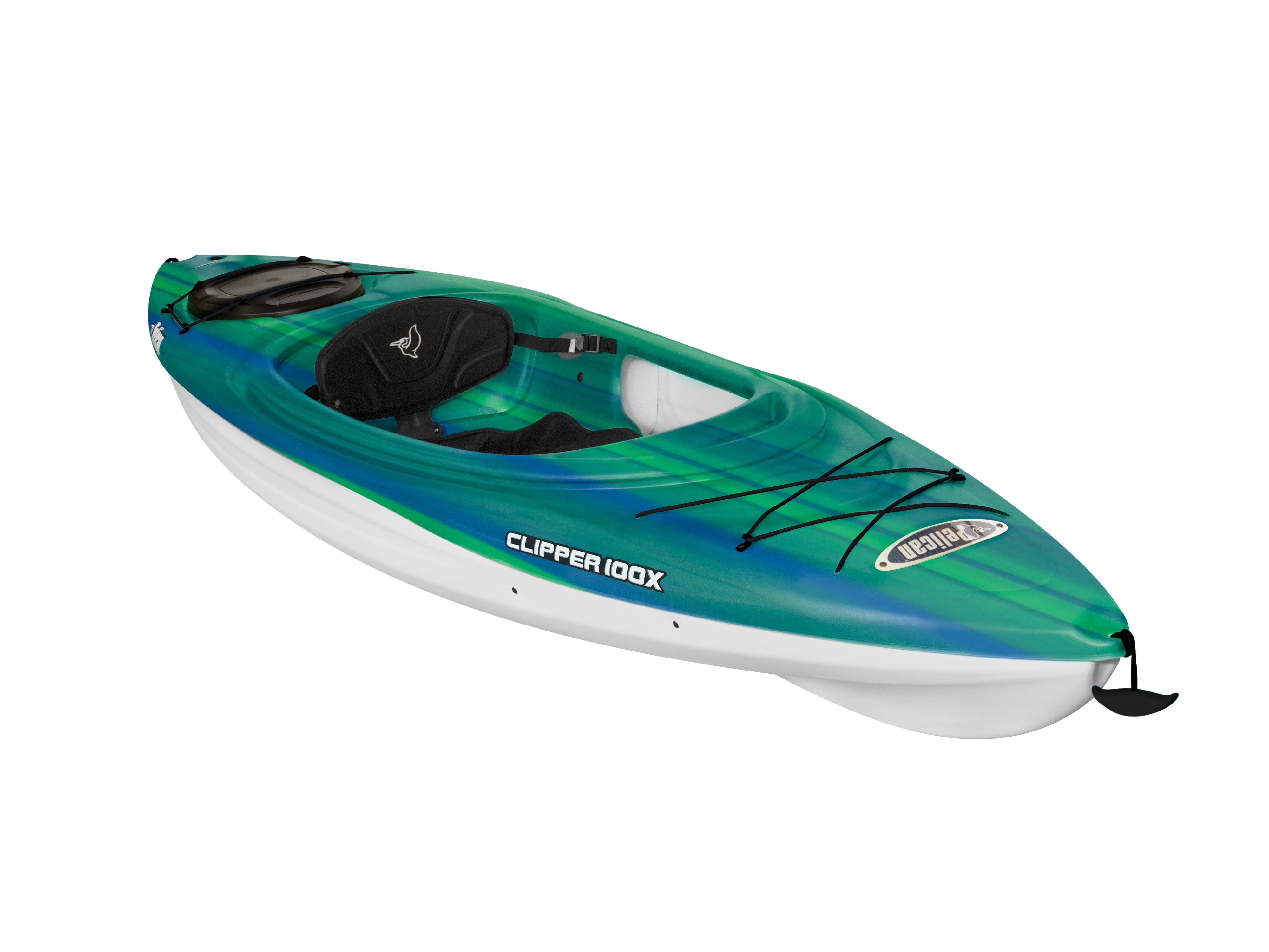 Pelican Clipper 100X 10-ft Recreational Kayak in Green & Blue with Padd...