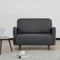 thumbnail image 2 of A&D Home Cypress Faux Linen Convertible Chair, Compact Futon Sleeper, Dark Gray, 2 of 11