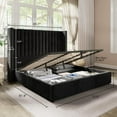 thumbnail image 6 of Merluxy King Bed Frame Lift Up Storage Bed,Velvet King Upholstered Bed Frame/Channel Tufted Wingback Headborad/No Box Spring Needed/Black, 6 of 10