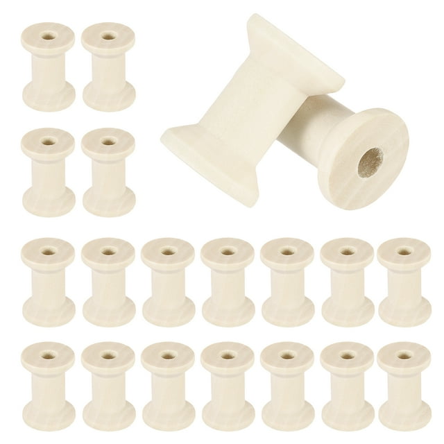 20 Pcs Bobina de Madera para Manualidades, 1.2"/30 mm Bobinas Vacías de Madera para Hilo Cuerda Cinta (Madera)