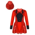 thumbnail image 1 of Moggemol Enfants Filles Paillettes Licou Nœud Papillon Col Camisole Haut Tutu Jupes Ballet Moderne Jazz Danse de Rue Robe Rouge+chapeau Brillant 6, 1 of 6