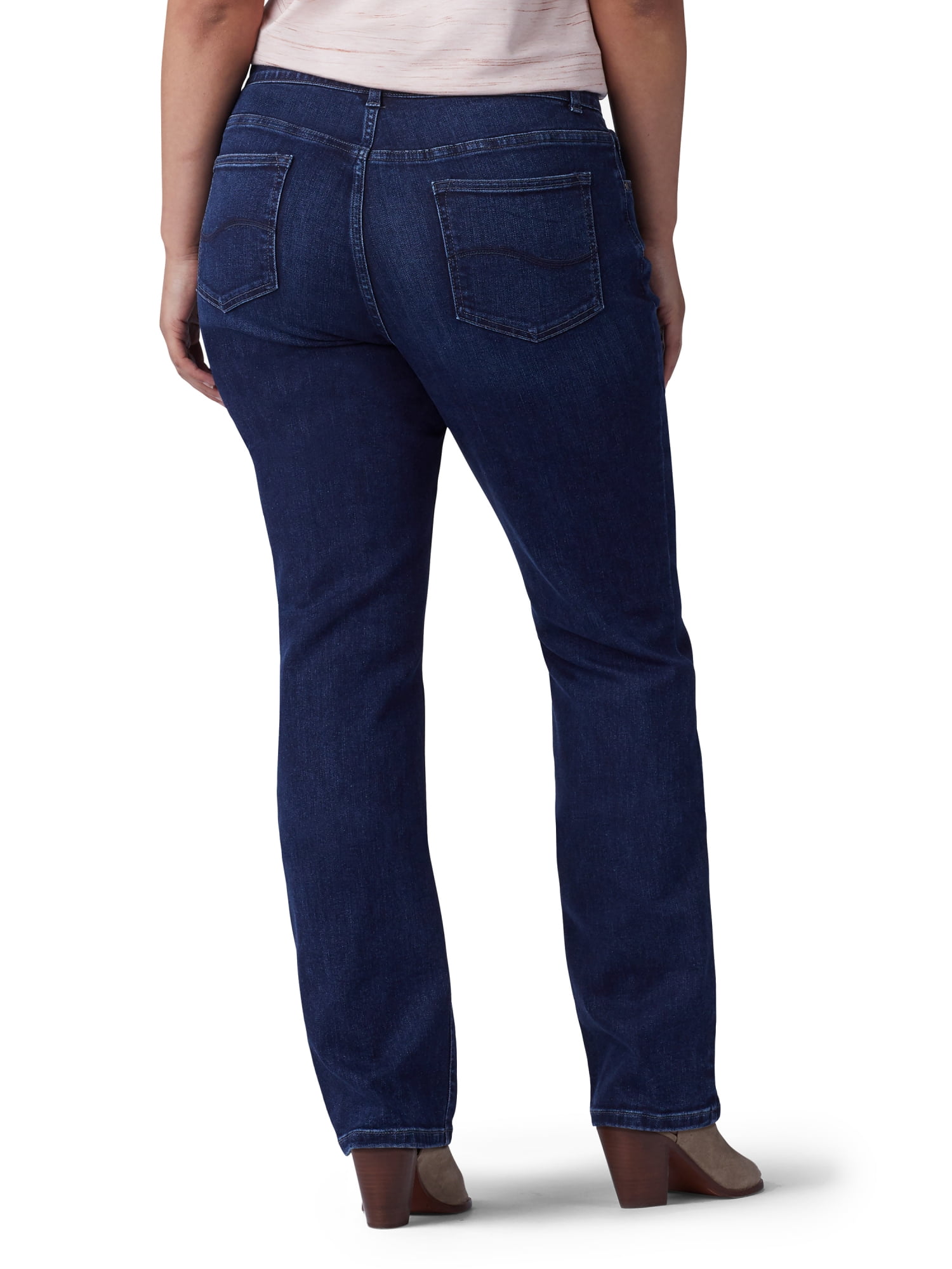 Lee Women's Plus Flex Motion Straight Leg Jean, Available in Regular, Long, Short Inseams