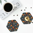 thumbnail image 4 of Pofeuu Autumn with Pumpkins Print Coasters for Drinks, 4Pack PU Leather Coasters, Bar Drink Coasters for Tabletop Protection, Furniture from Damage-Hexagon, 4 of 6