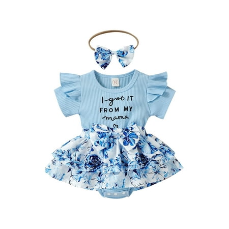 

Tregren Newborn Baby Girl Clothes Summer Outfit One Piece Bodysuits Romper Dress Floral Skirt