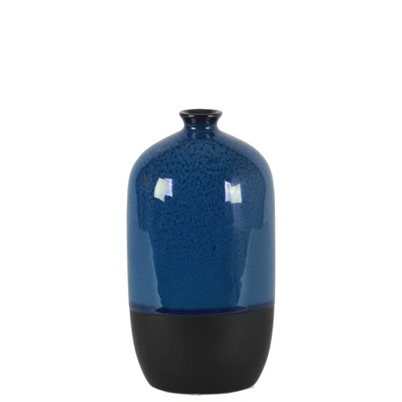 Ceramic Bottle Vase with Small Mouth, Short Neck and Black B