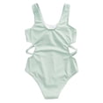 thumbnail image 4 of Grblisyd Girls Swimsuit Crew Neck Solid Color One Piece Swimwear Cut-Out Bathing Suit for Girls 10-12Y, 4 of 4