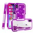 thumbnail image 1 of FIEWESEY Case for iPhone X,3 in1 Layers Hybrid Liquid Heart Shaped Glitter Flowing Quicksand case Clear Soft Shockproof TPU Slim Protective Cover for iPhone X/XS(Purple), 1 of 6