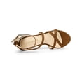 thumbnail image 4 of BLISSFUL STEP Women's Shoes Strappy Stiletto Heels Platform Ankle Strap Open Toe Faux Suede Sandals Brown 6, 4 of 7