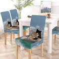 thumbnail image 5 of FMSHPON Cats Ship Icebergs Boat Stretch Chair Cover Protector Seat Slipcover for Dining Room Hotel Wedding Party Set of 4, 5 of 6