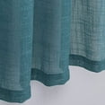 thumbnail image 3 of 3 Piece Rod Pocket Linen Semi Sheer Kitchen Window Curtain Tiers and Valance Set 24" Long, Teal., 3 of 5