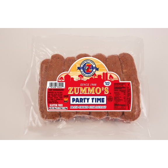 Zummo Cajun Style Party Time Hickory Smoked Pork and Beef Sausage, 2.5 lb Family Pack